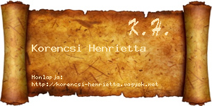Korencsi Henrietta névjegykártya